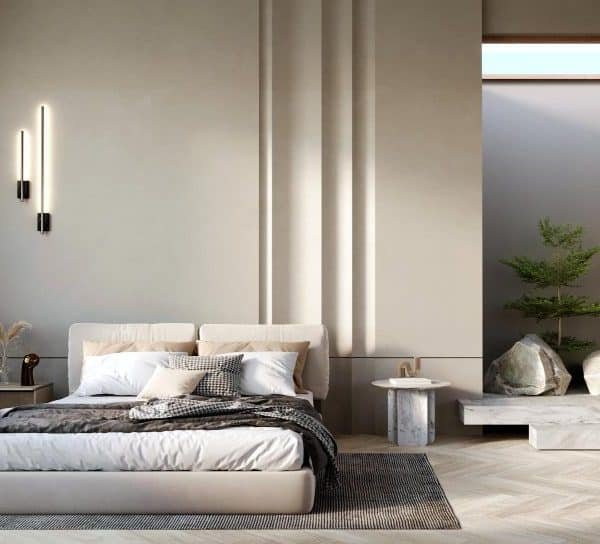 113432 136 3d rendering 3d illustration interior scene mockup modern style hotel bedroom with garden inside add natural atmosphere