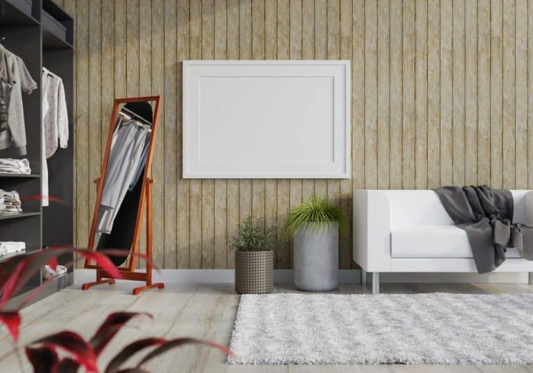 3D Mockup photo frame in Modern interior of dressing room