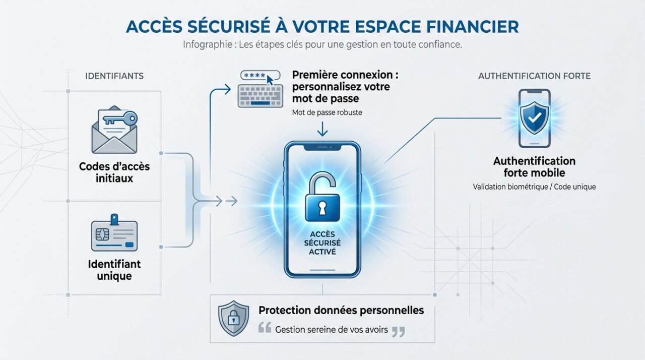 Interface de connexion sécurisée à l'espace client Federal Finance sur smartphone et ordinateur