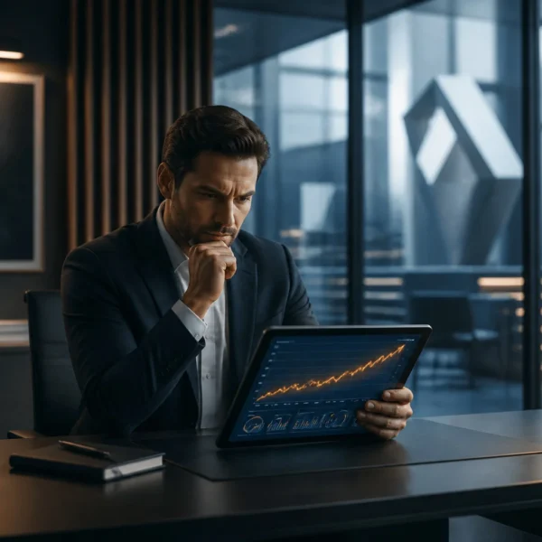 Analyse financiere lhomme daffaires contemplatif