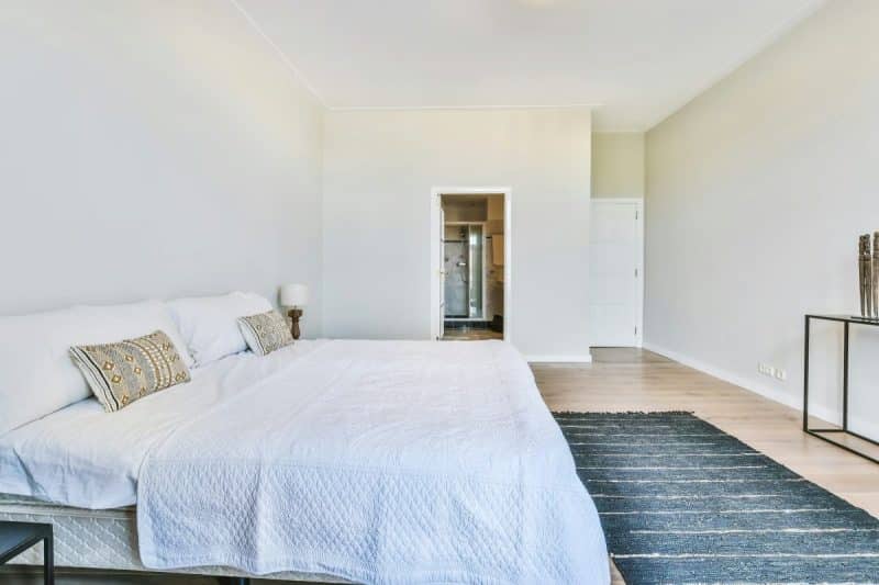 Bedroom with light bed linen