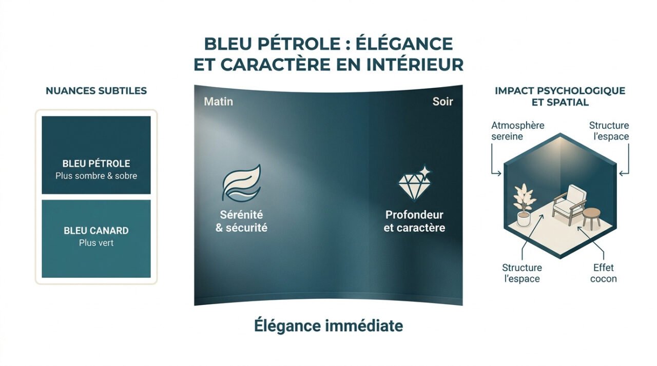 Mur intérieur peint en bleu pétrole élégant avec décoration moderne