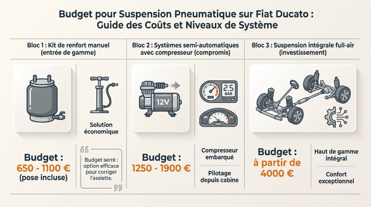 Comparatif des tarifs de montage pour suspension pneumatique Fiat Ducato