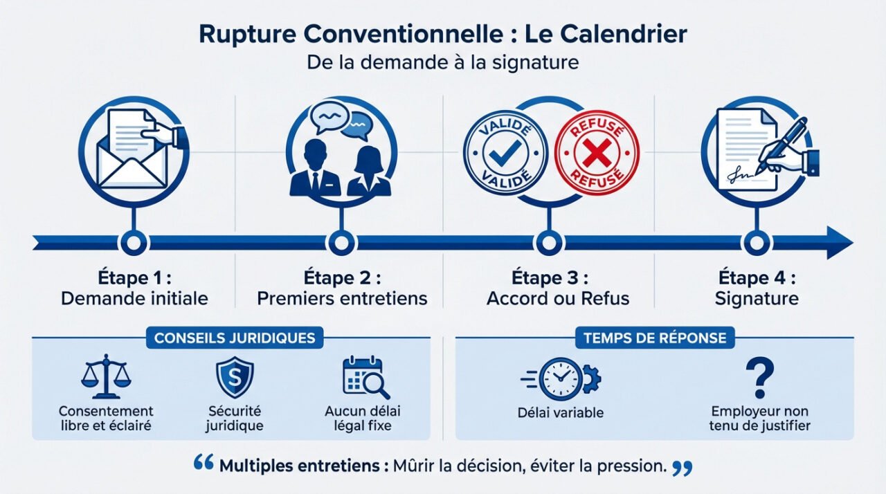 Calendrier des étapes clés de la rupture conventionnelle