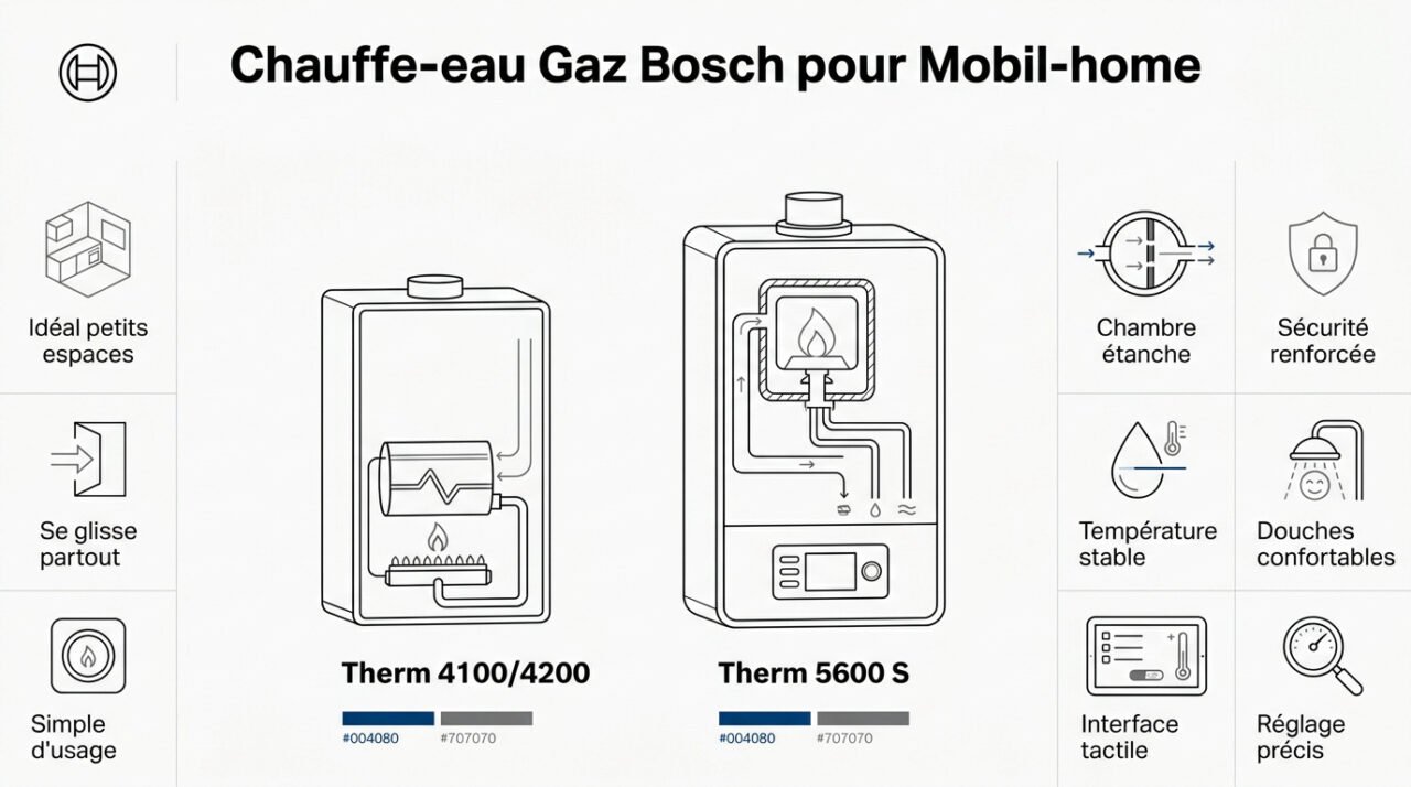 Installation d'un chauffe-eau gaz Bosch compact dans un mobil-home