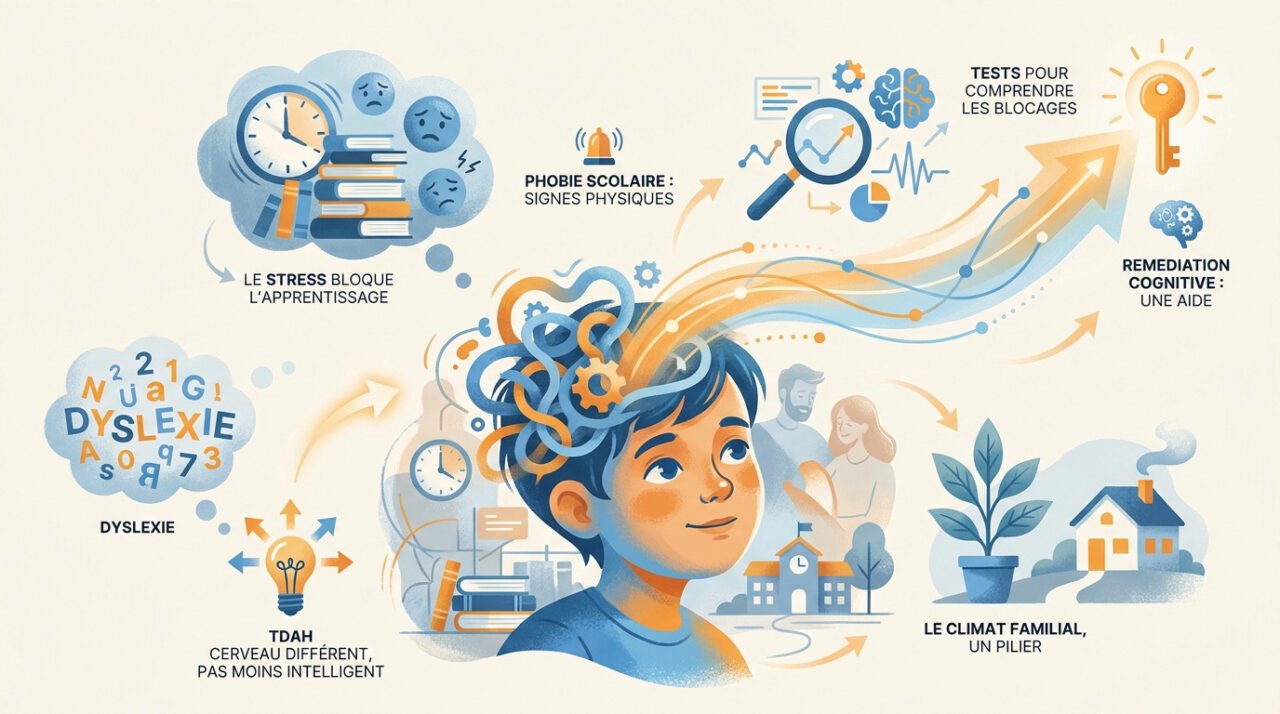 Illustration des blocages d'apprentissage et des solutions de soutien scolaire personnalisé