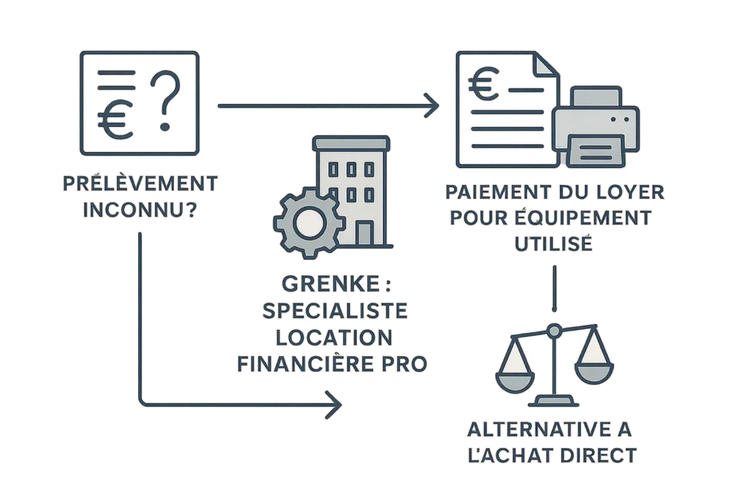 Illustration d'un écran de relevé bancaire avec un prélèvement Grenke Location