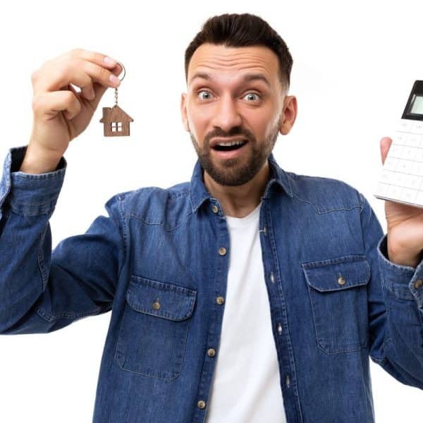 Concept insurance of residential and commercial real estate real estate services annoyed man with a