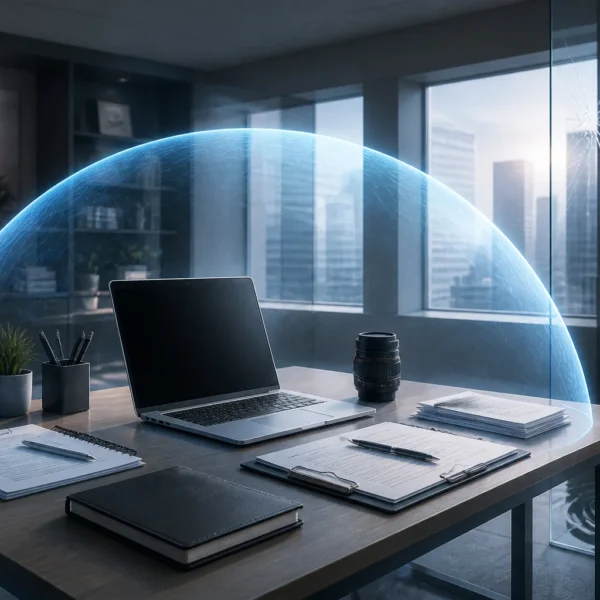 Bureau securise sous une bulle protectrice
