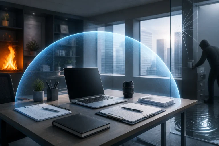 Bureau securise sous une bulle protectrice