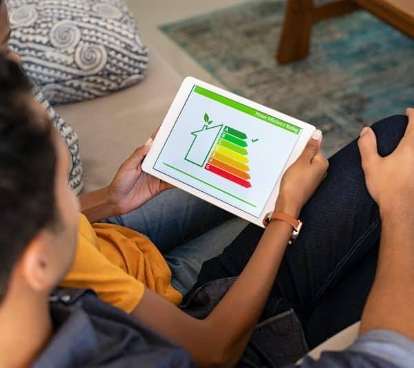 Couple watching house energy efficiency