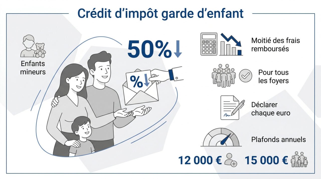 Schéma explicatif du crédit d'impôt de 50 pour cent pour la garde d'enfant à domicile