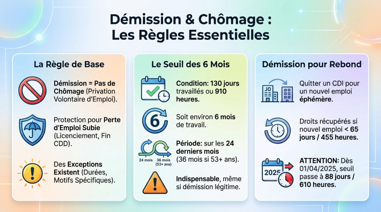 Illustration des règles de durée de travail pour toucher le chômage après une démission