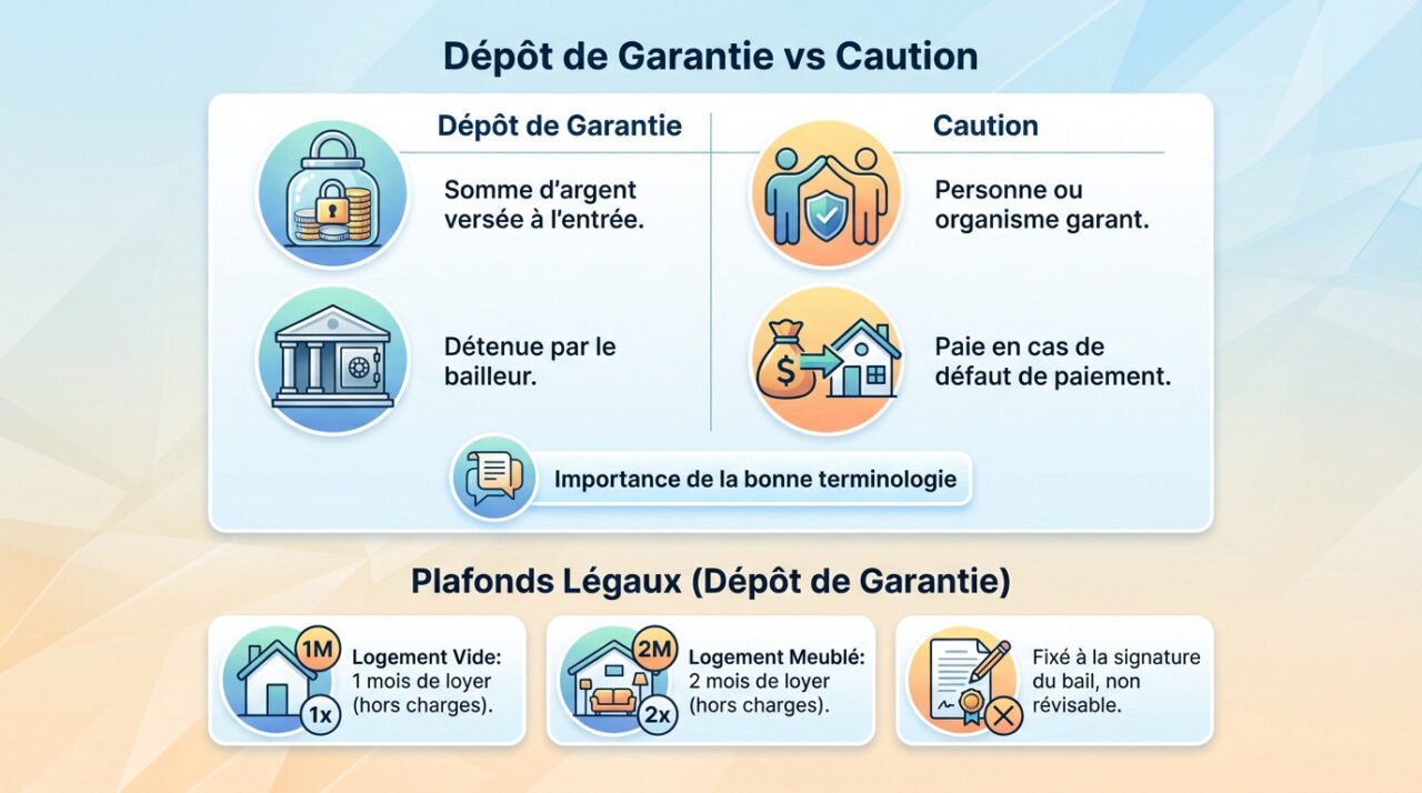 Comparaison entre dépôt de garantie et caution locative avec plafonds légaux