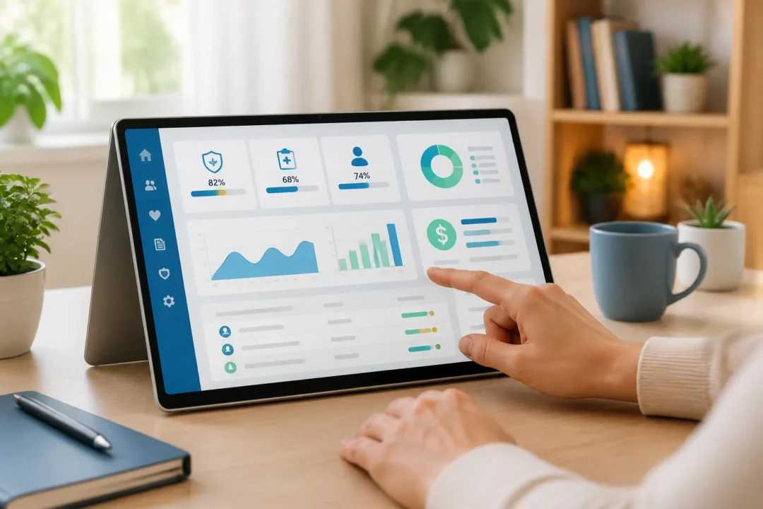 Interface de gestion de sante sur tablette
