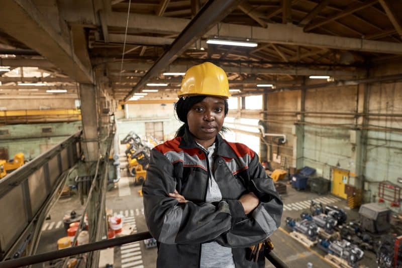 Female worker working in warehouse