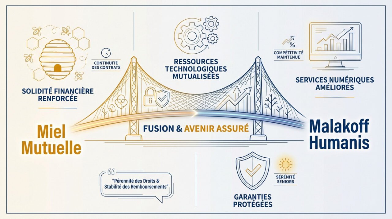 Illustration de la fusion entre Miel Mutuelle et le groupe Malakoff Humanis