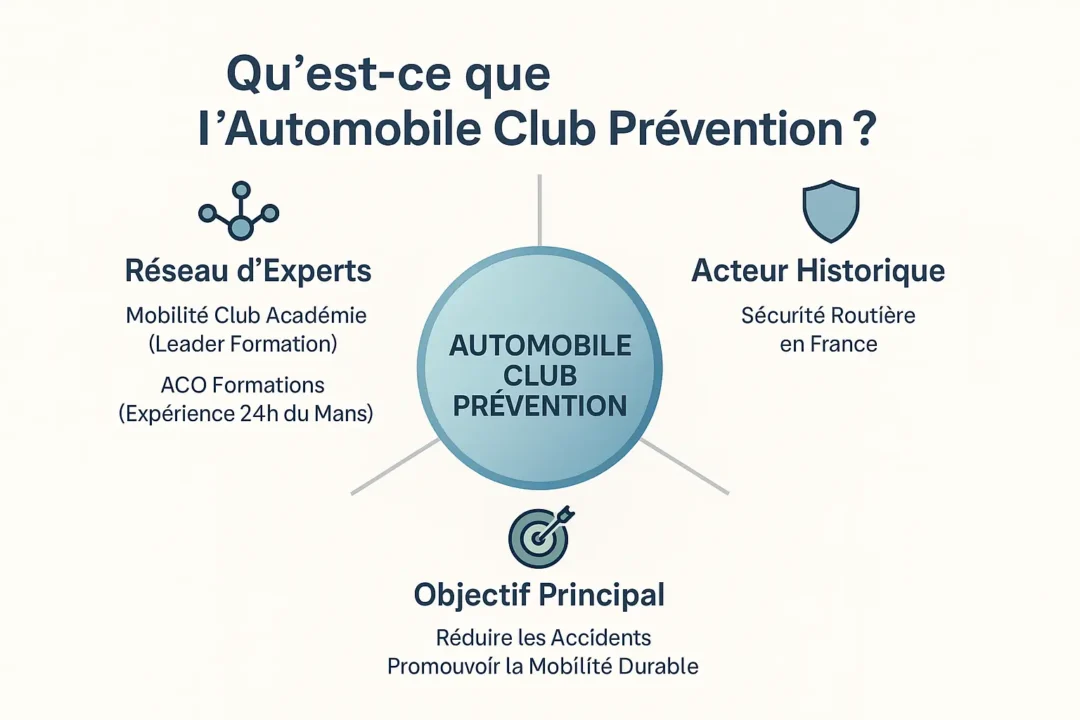 Infographie de la structure et missions de l'Automobile Club Prévention