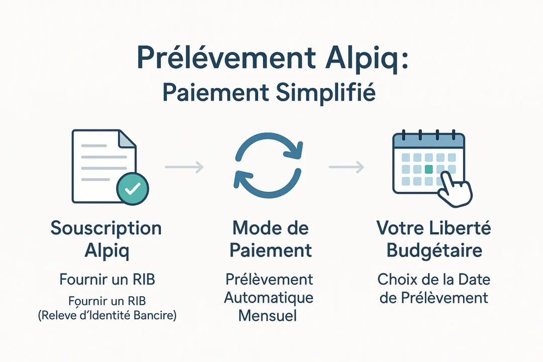 Infographie expliquant le processus de prélèvement automatique Alpiq