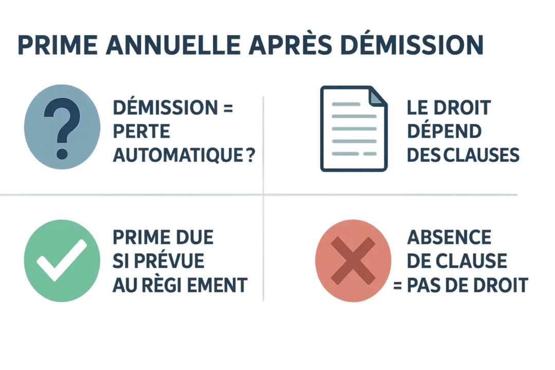 Illustration explicative sur le droit à la prime annuelle après démission