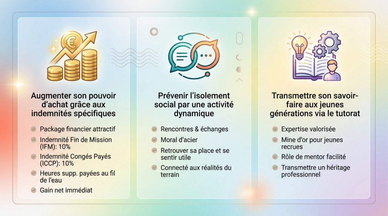 Un senior retraité travaillant avec dynamisme dans une entreprise en intérim