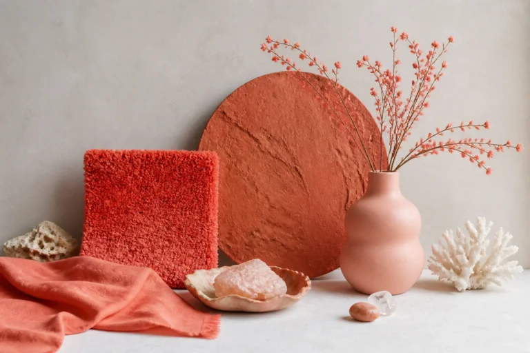 Harmonie corail textures et teintes