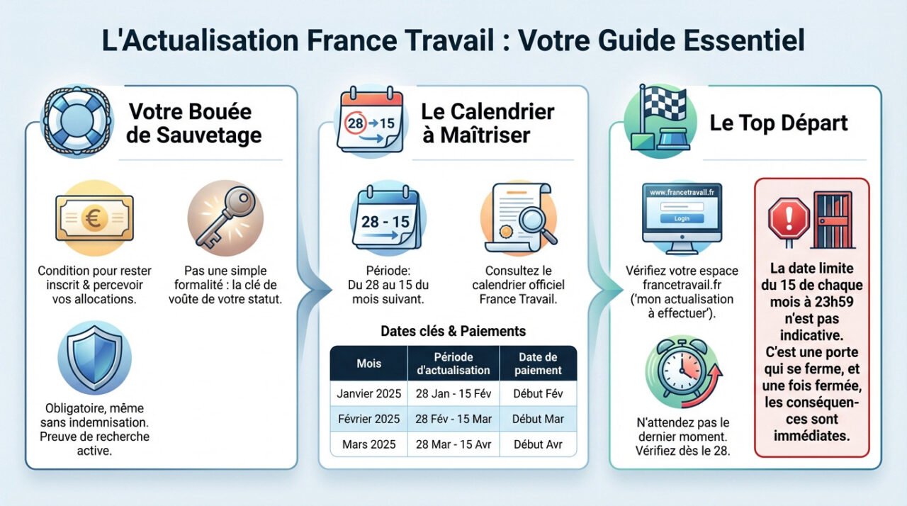 Guide essentiel pour réussir son actualisation mensuelle France Travail