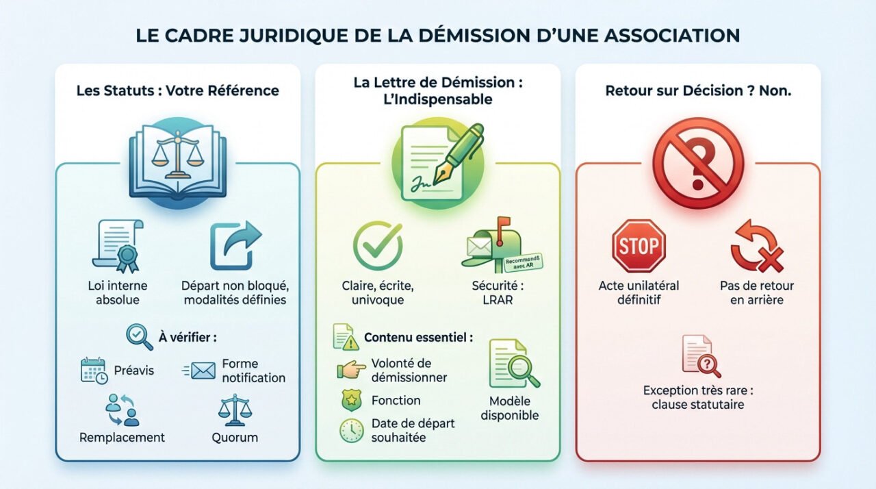 Cadre juridique et statutaire pour la démission d'un bureau d'association