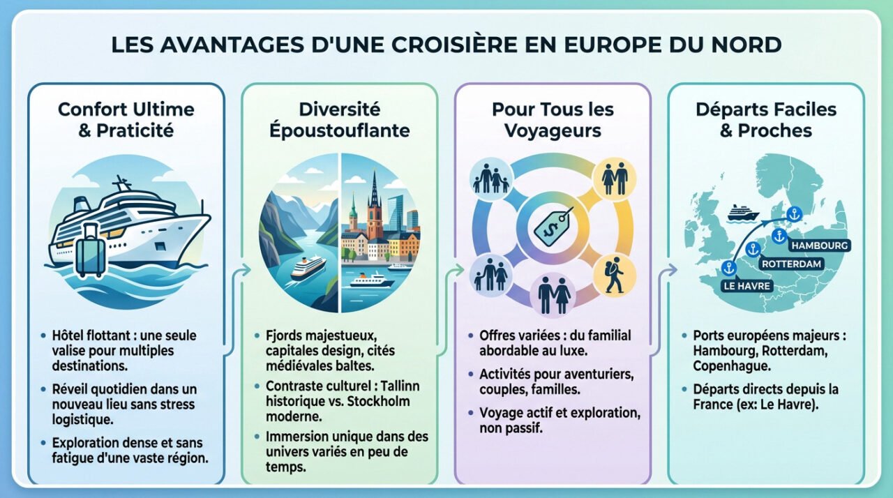 Navire de croisière naviguant dans un fjord norvégien spectaculaire