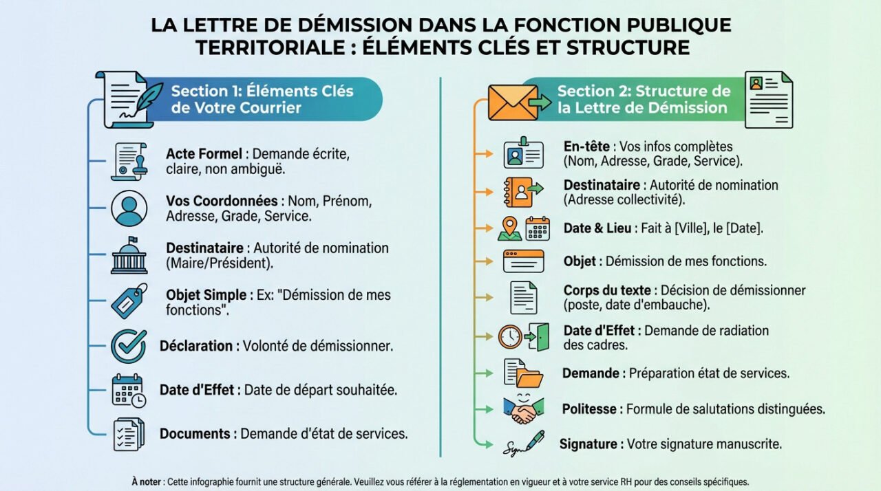 Structure et éléments clés d'une lettre de démission pour la fonction publique territoriale