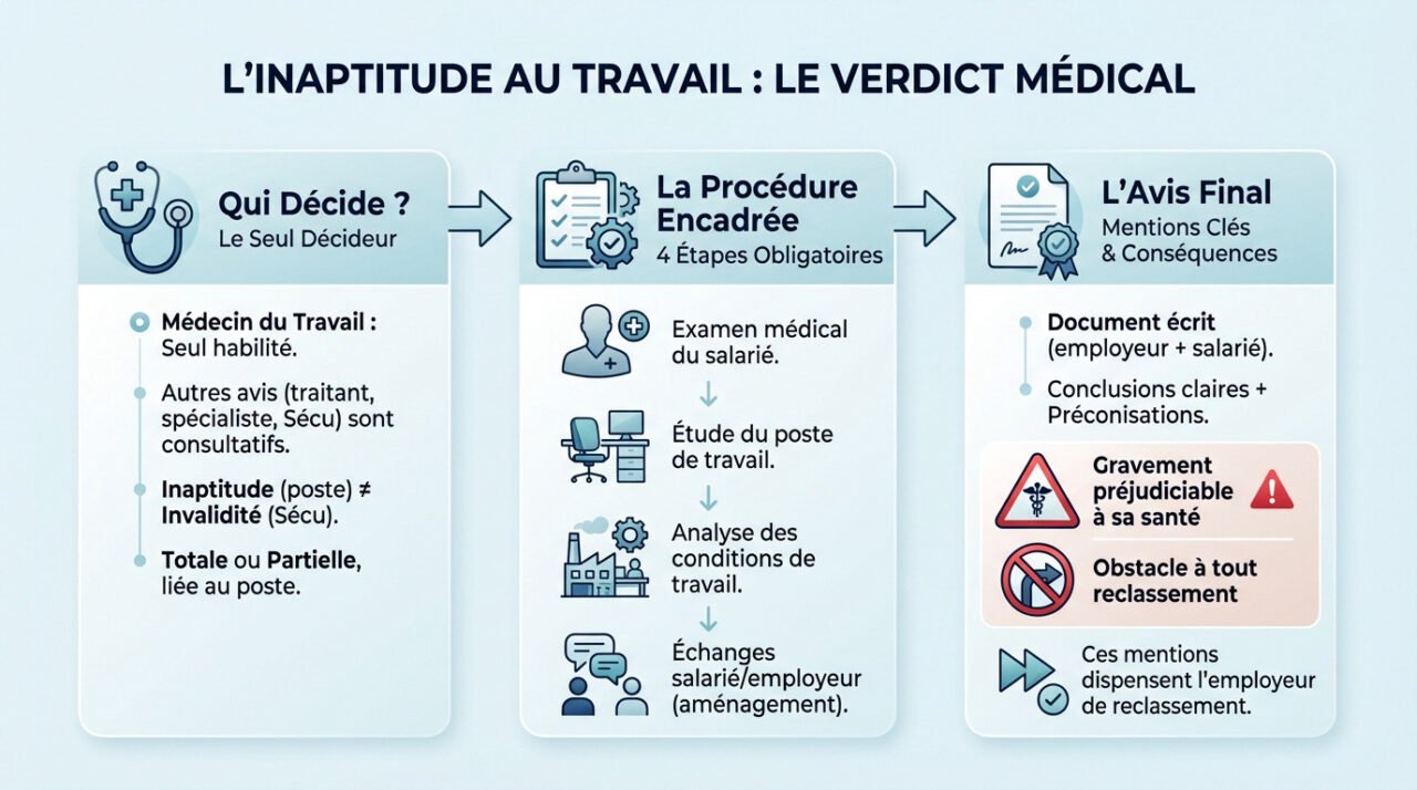 Médecin du travail examinant un dossier d'inaptitude suite à un accident