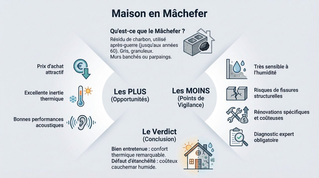 Façade d'une maison ancienne en mâchefer nécessitant une rénovation