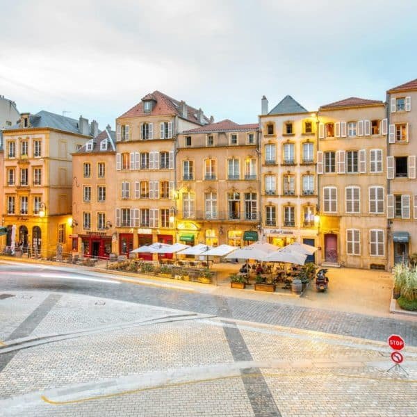 Night street view in Metz city, France