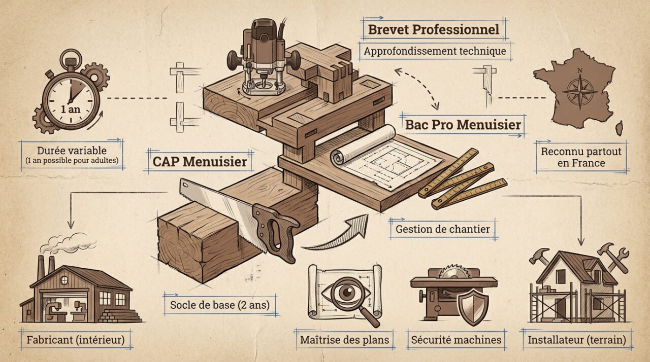 Parcours de formation pour devenir menuisier professionnel
