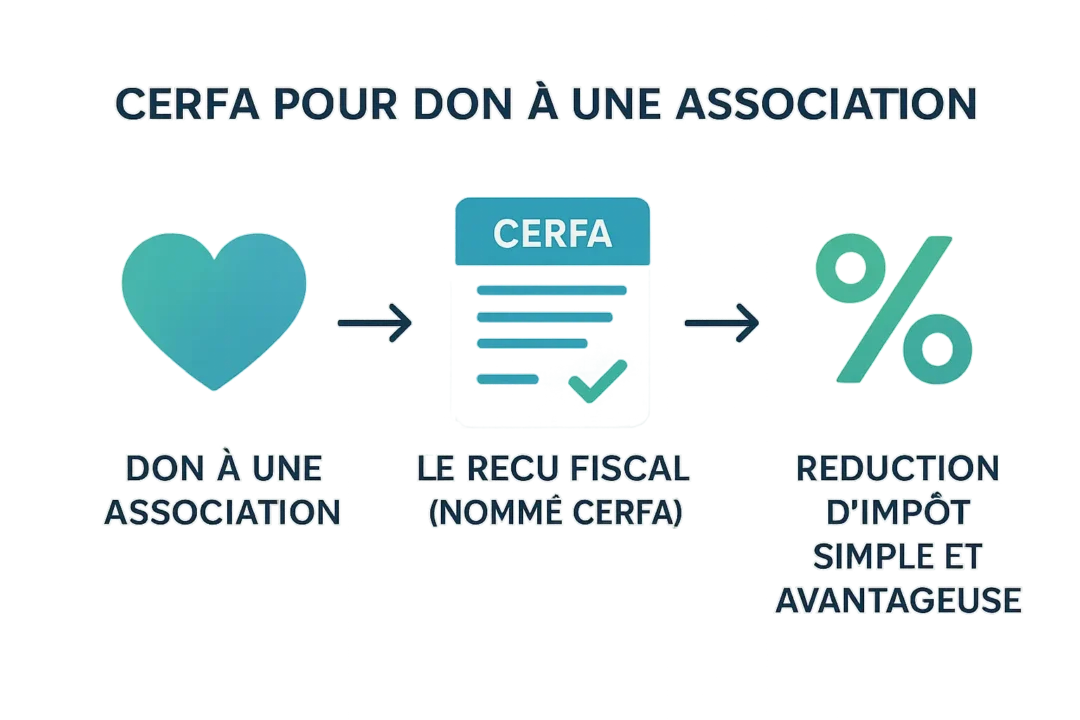 Schéma du parcours du reçu fiscal pour un don associatif
