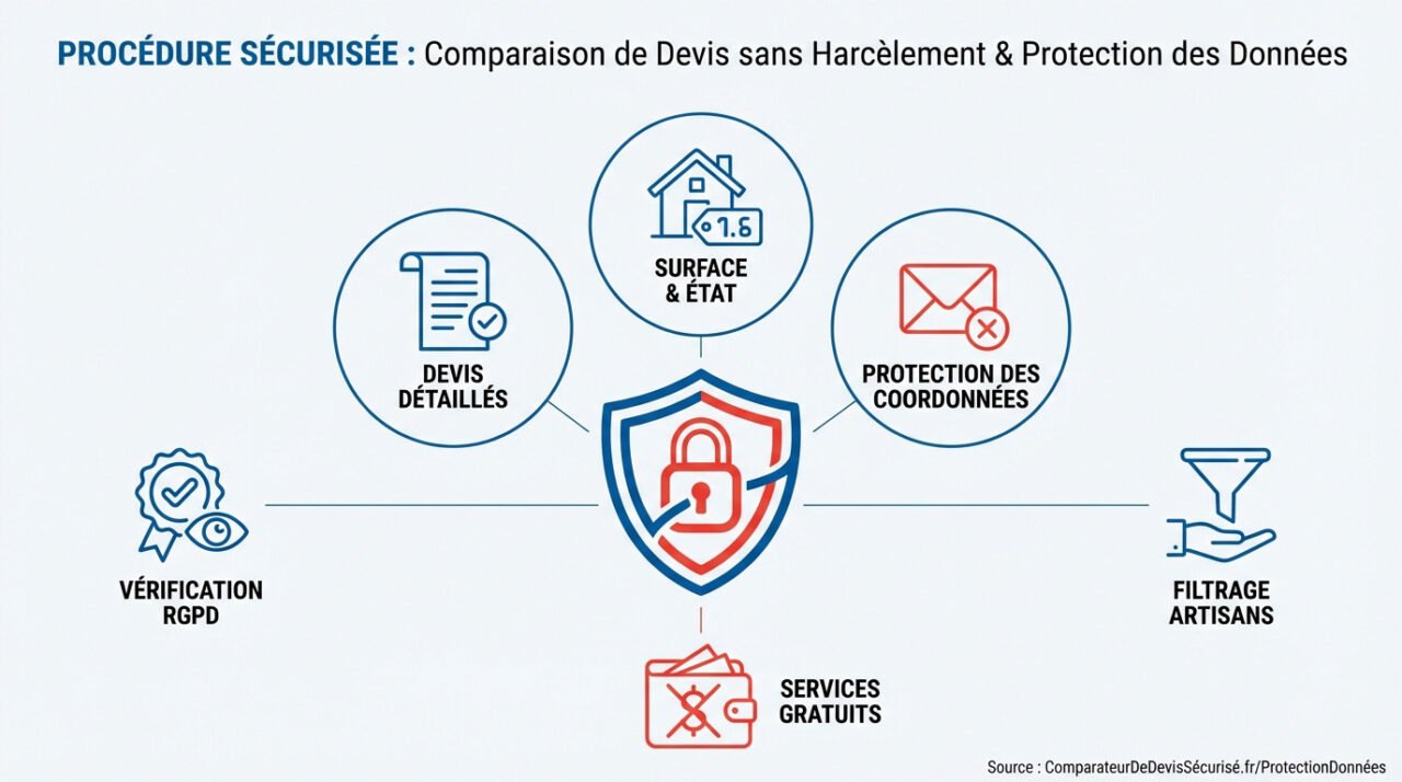 Procédure sécurisée pour comparer des devis de travaux et protection des données personnelles