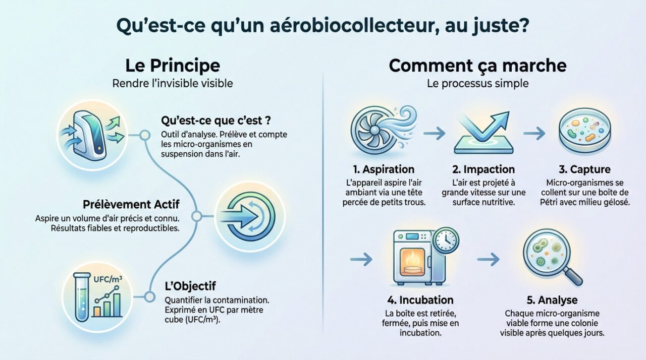 Aérobiocollecteur en action pour le contrôle microbiologique de l'air