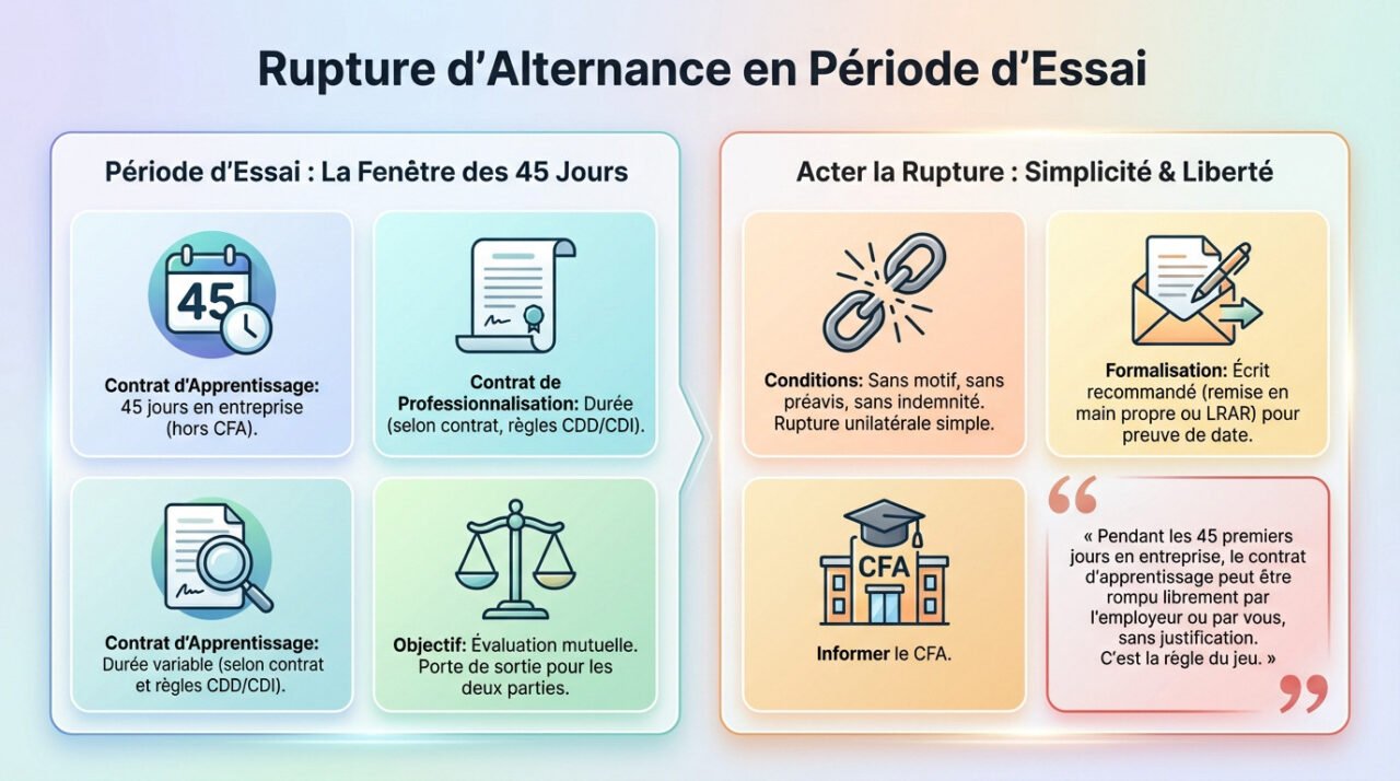 Rupture de contrat d'alternance simplifiée durant la période d'essai
