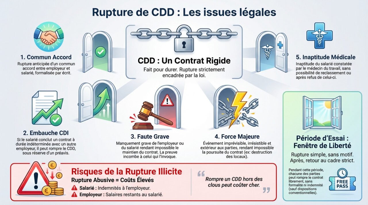 Illustration des issues légales pour rompre un CDD de manière anticipée