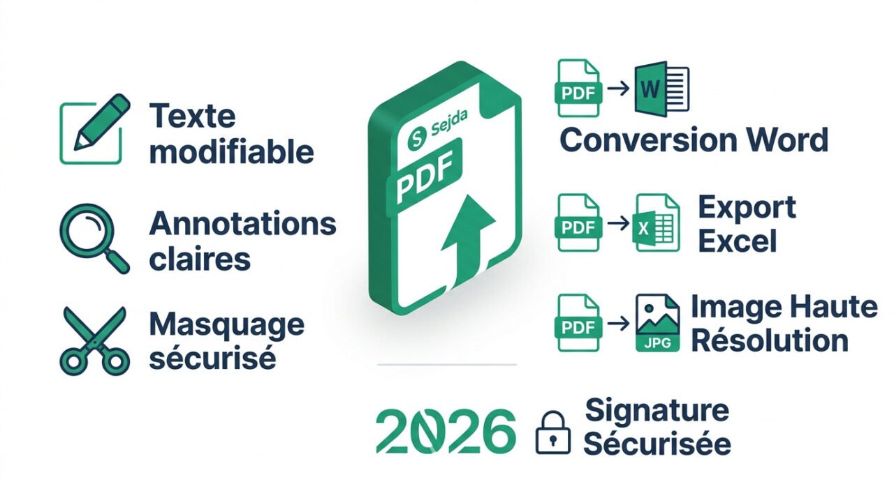 Interface intuitive de l'éditeur Sejda PDF pour modifier et annoter des documents