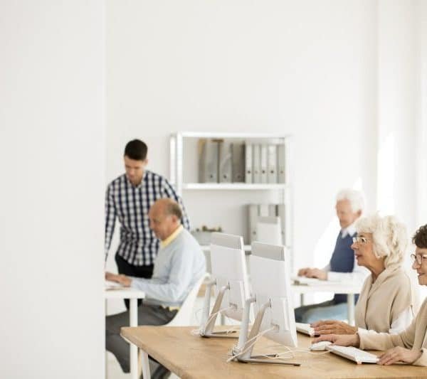 Seniors working on computers