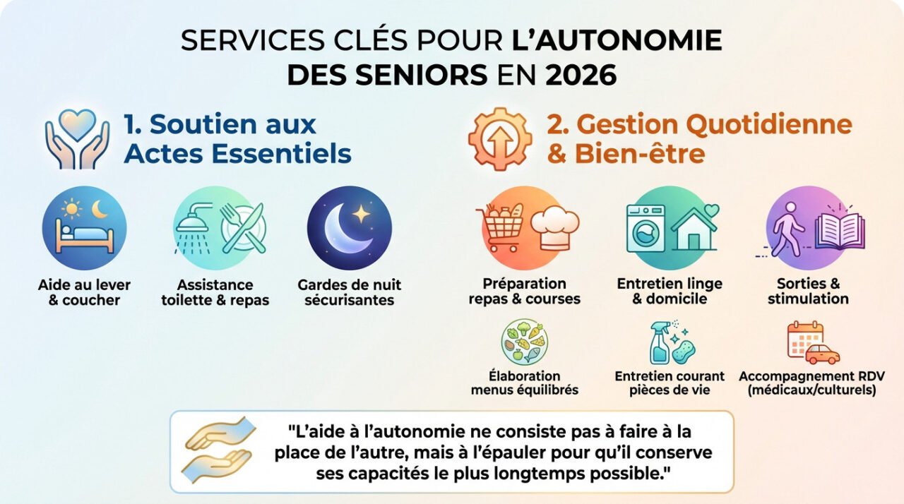 Auxiliaire de vie réalisant une aide au repas pour un senior à domicile