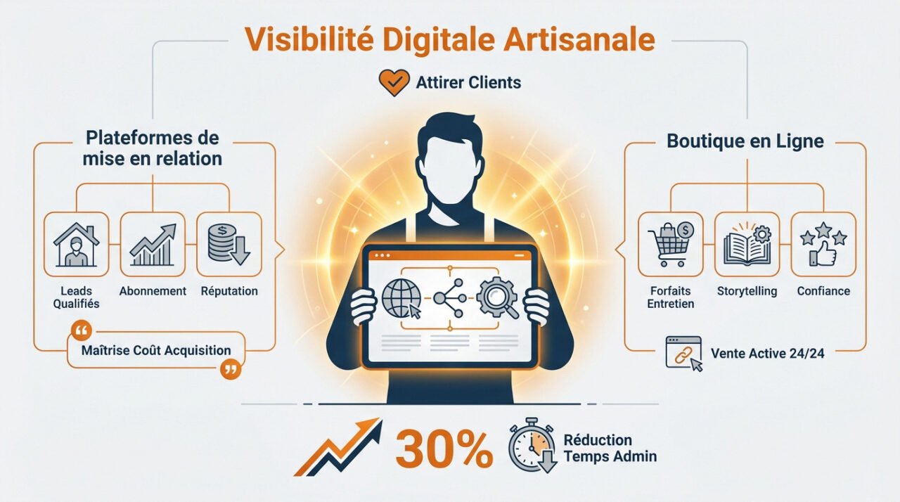 Artisan utilisant des outils numériques pour booster sa visibilité locale