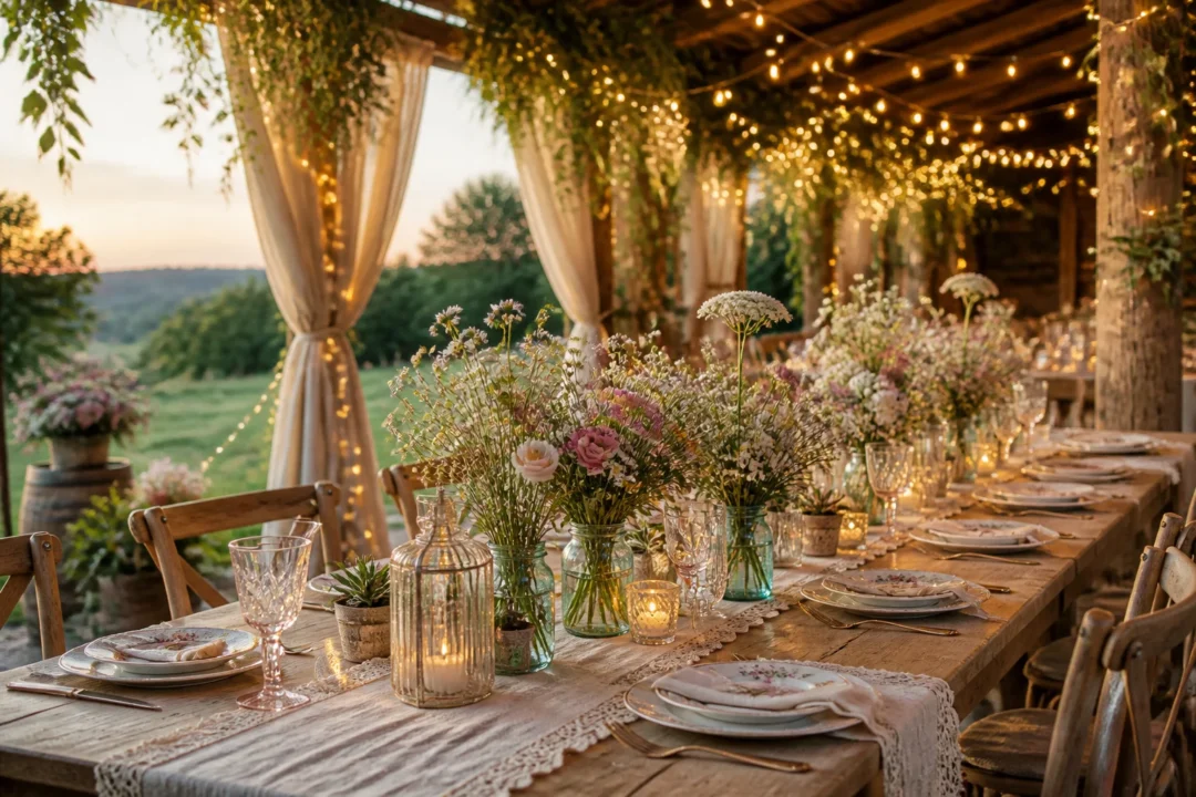 Reception champetre et vintage baignee de lumiere