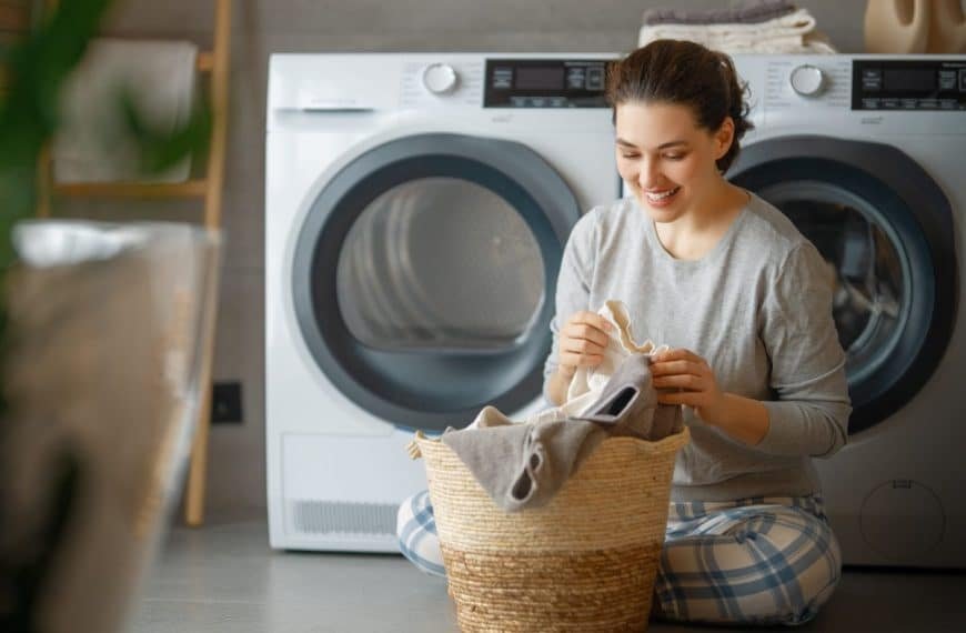 woman is doing laundry