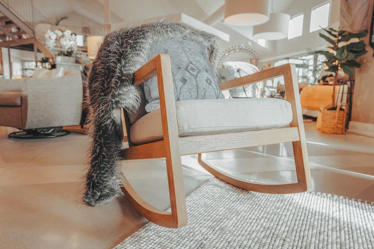 Wooden rocking chair. Furniture modern design